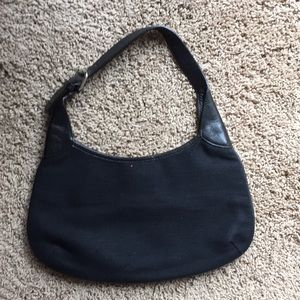 BR black leather and linen handbag